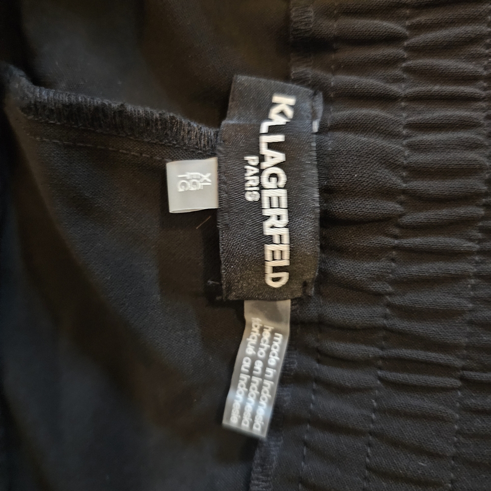 NWT Karl Lagerfeld Wide Leg Pant With White Piping Down The Side - Picture 6 of 6